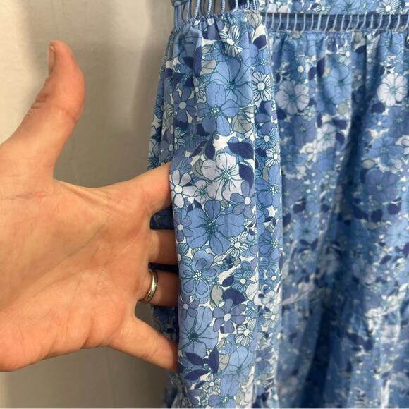The Westside California Inspired Tank Top Maxi Blue Floral Cotton Dress Size XS - Picture 8 of 15